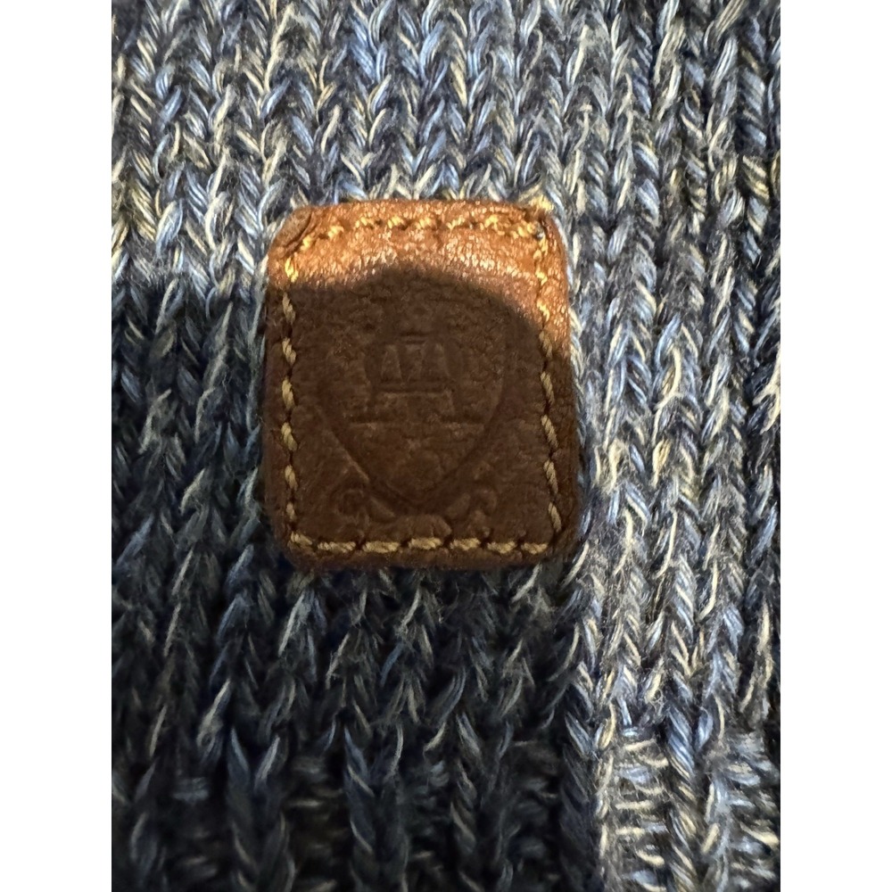 MASSIMO DUTTI Men's Blue Linen-Cotton Blend Shawl Collar Sweater Sz L Italy - Picture 5 of 9